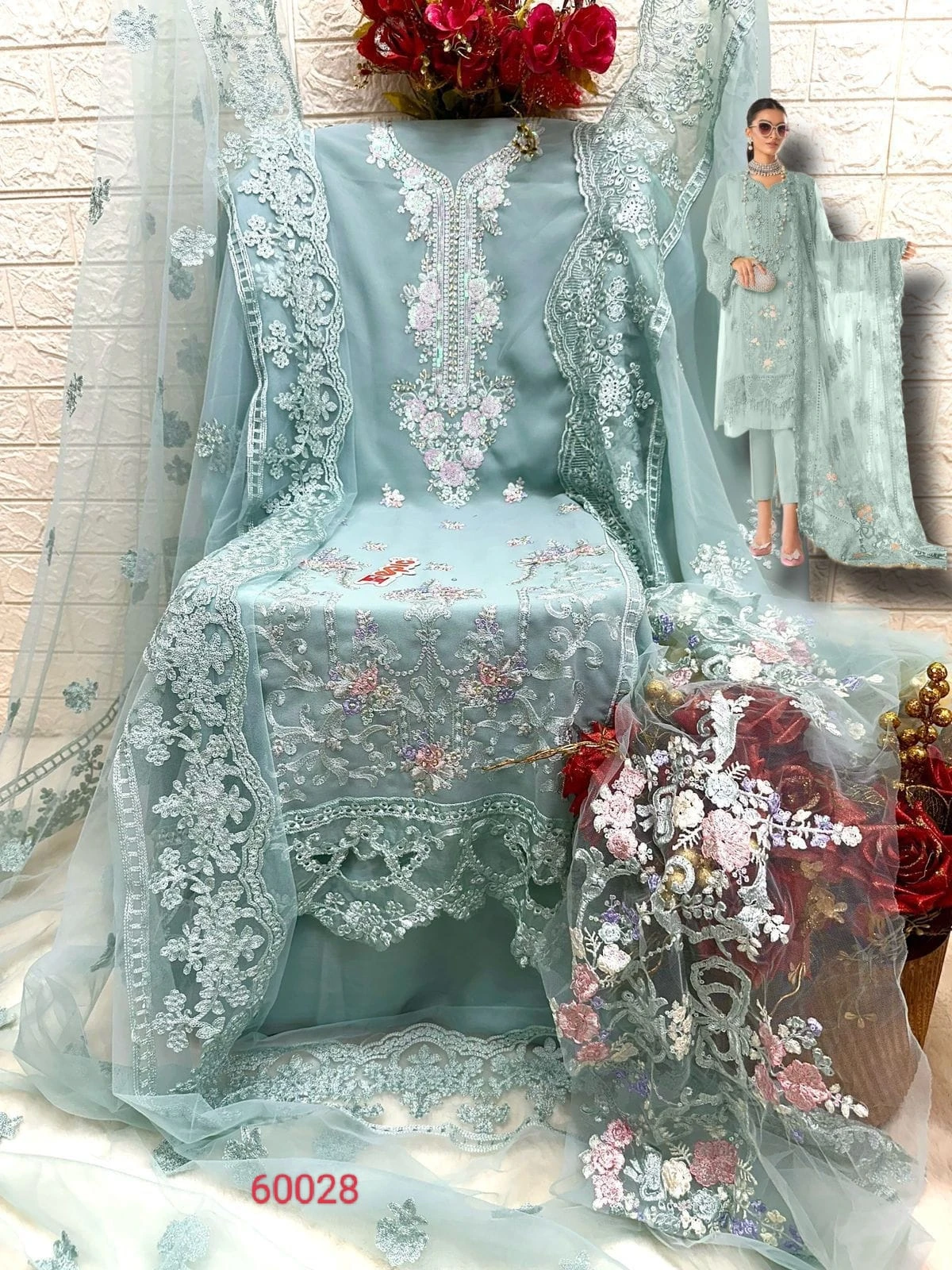 Fepic 60028 Georgette Wholesale Pakistani Salwar Suit Catalog — Wholesale Pakistani Suits, MPA wholesale from Surat - Gallery Image 2
